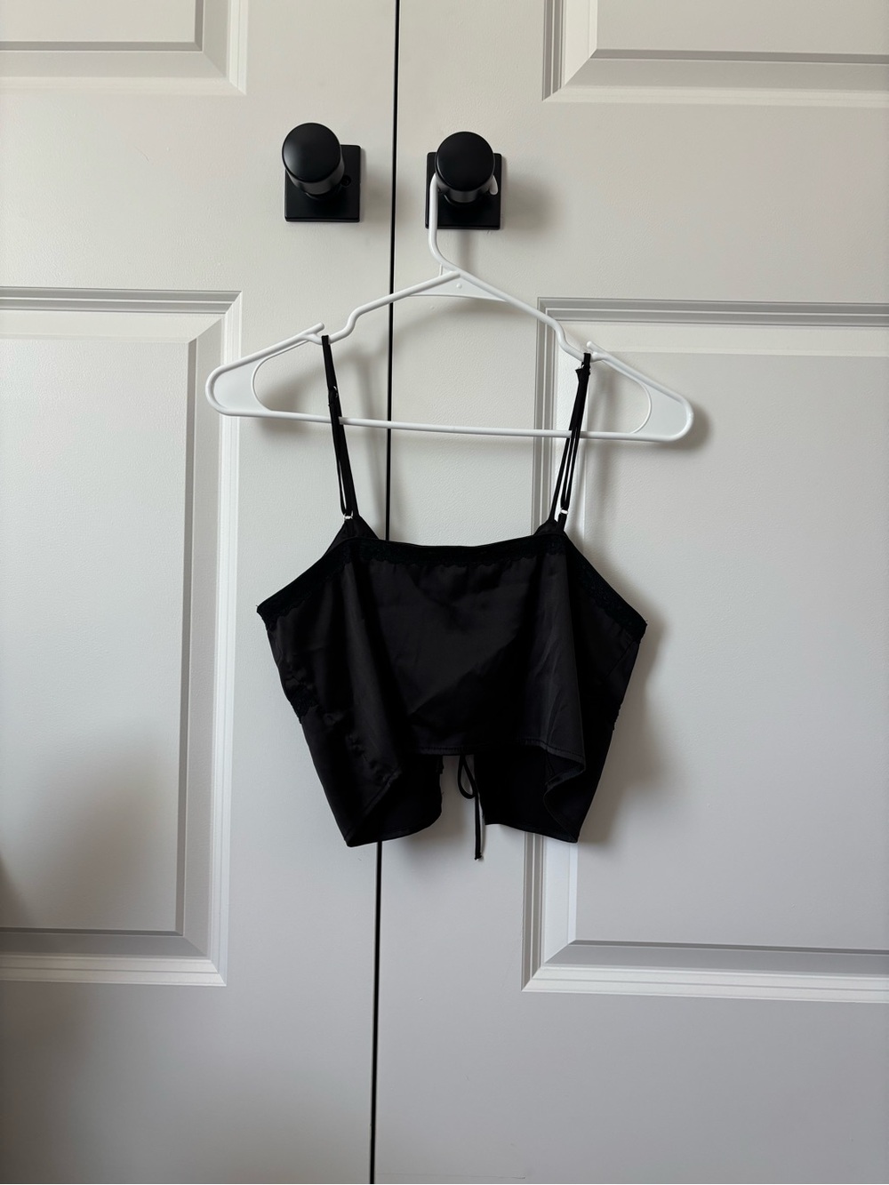 Black Satin Lace-Trim Cami Top - Women - Picture 2 of 2